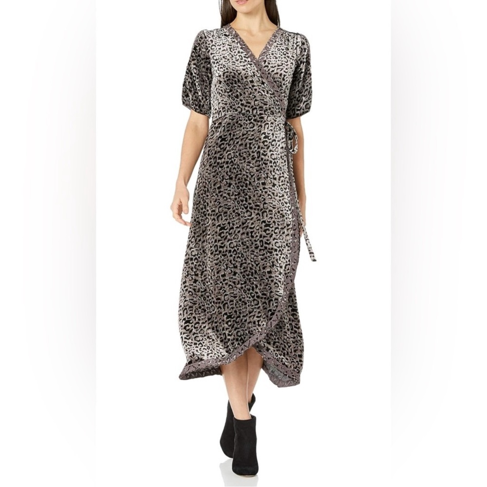 NEW Johnny Was Leopard Velvet/Silk Wrap Dress